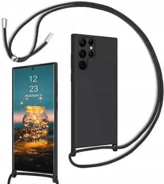 Nikcorp Zaščitni etui za Samsung Galaxy S22 Ultra Ovitni, silikon TPU z notranjostjo iz mikrovlaken, verižica za nošenje, dvignjeni robovi za zaslon in kamero, zaščita pred praskami in udarci, črna in