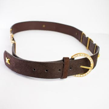 Nikcorp Pas za hlače Eleganten zlati vložki temno rjava 115x3 cm ženski slim pas za hlače obleke tunike blazerje