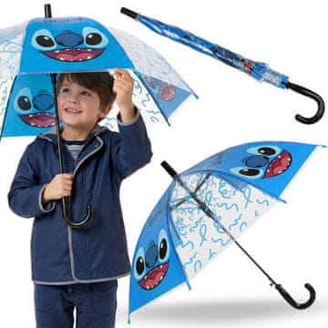 Disney DISNEY Stitch Modri otroški dežnik ZA FANTKA, prozoren ZLOŽLJIV avtomatski dežnik