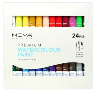 Rayher.	 NOVA akvarelne barve 24x12 ml + 3 čopič