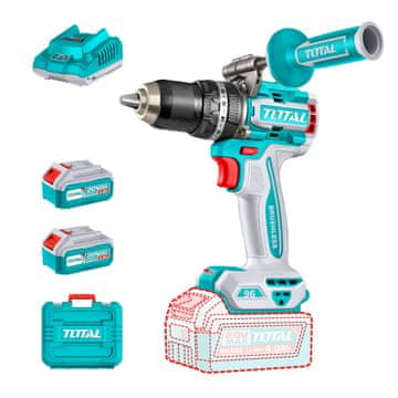 Total One-Stop Tools Kompaktni brezkrtačni akumulatorski vrtalnik N 2100prm/96Nm/P20S/ INDUSTRIAL (SET Baterija 2x4Ah, Polnilec, Kovček) (TIDLI209686E)