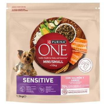 Purina PURINA One Sensitive Mini/Small losos z rižem - suha hrana za pse - 1,5kg