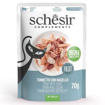 Schesir SCHESIR Tuna z listom v želeju - mokra hrana za mačke - 70g