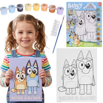sarcia.eu Bluey Slikanje PO ŠTEVILKAH na platnu, USTVARJALNI KOMPLET za otroke, umetniški komplet ZA SLIKANJE