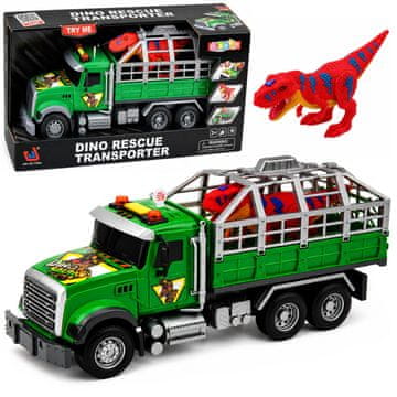 slomart Tovornjak transporter dinozavrov LEAN TOYS, s kletko, lučmi in zvoki, 36 cm