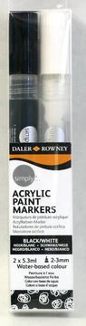 Daler Rowney Simply akrilni flomaster set 2 črn/bel
