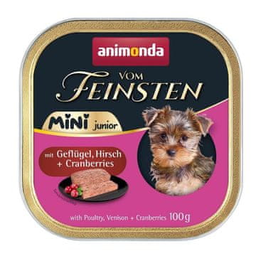 Animonda ANIMONDA Vom Feinsten Junior Mini perutnina z divjačino in brusnicami, 100g
