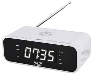 RADIO Budilka z radiem in brezžičnim polnilnikom Adler AD 1192W