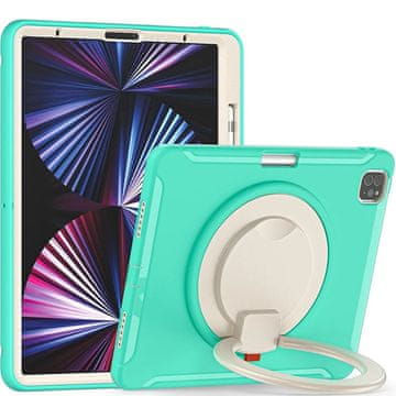 Nikcorp Ovitek za iPad Pro 12.9 5/4/3 generacija z vrtljivim stojalom in držalom za pisalo, trislojna zaščita PC TPU, mentol zelena