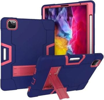 Nikcorp Ovitni ovitek za iPad Pro 12.9 2021 2020 2018, pancerni 3-delni ovitek silikon plastika, stojalo, prostor za pisalo, roza barva, zaščita pred padci udarci praskami