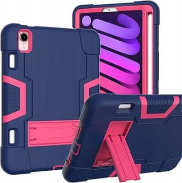 Nikcorp Ovitek za iPad Mini 6 8,3" oklepni panceren ovitek s stojalom in prostorom za pisalo, silikon in plastika, temno moder, zaščita pred padci in udarci