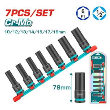 Total One-Stop Tools 7-delni set 1/2" nastavkov za udarni ključ 2073L / INDUSTRIAL (THKISD12073L)