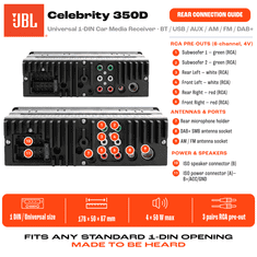 JBL Celebrity 350D 1-DIN avtoradio z DAB+, Bluetooth 6.0, USB in AUX