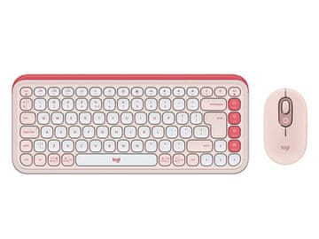 Logitech Tipkovnica in miška Logitech POP Icon Combo, Bluetooth, roza, SLO g.