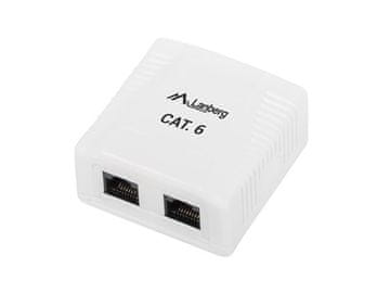 slomart Lanberg nadometna vtičnica 2x RJ45 Cat.6, bela