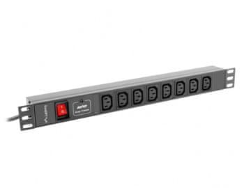 slomart Lanberg PDU19-08C13-C20-020B Razdelilna letev za omare, 19" 1U, 8x IEC C13, 2m