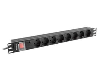 slomart Lanberg napajalna letev Rack PDU 19" 1U, 8x Shuko, 16A, 2m, črna