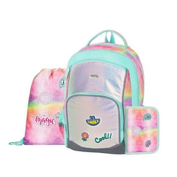 Oxybag OXY GO - šolski komplet Magic 3 kosi: nahrbtnik, peresnica, torba