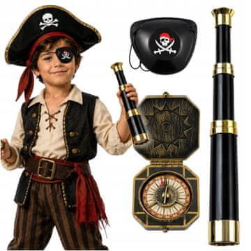 Korbi Piratski komplet: kompas, daljnogled in preveza
