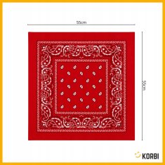 Korbi Rdeča kavbojska bandana Paisley, uniseks