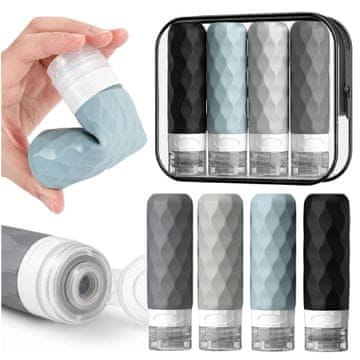 Korbi Potovalne stekleničke 4 × 90 ml s torbico