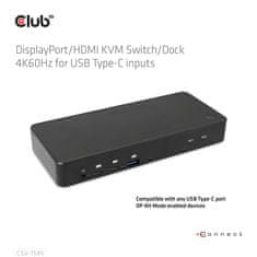 Club 3D Club3D CSV-1590 KVM stikalo/dock 4K60Hz za USB-C vhode