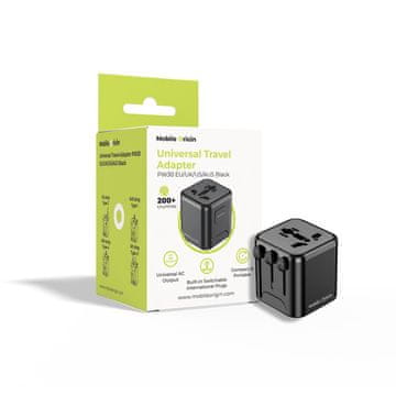Mobile-origin univerzalni potovalni adapter, PW30, EU/UK/US/AUS, črn
