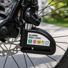 HOME & MARKER® Alarmna ključavnica za kolutne zavore, 110 dB, IPX6, za kolesa in motorna kolesa | ALERTOLOCK Črna