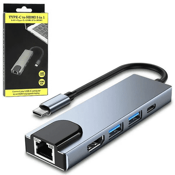 KEDO USB priklopna postaja tip C na HDMI, 2x USB3.0, 1x USB tip C, RJ45