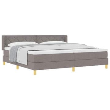 Vidaxl Postelja z vzmetnico z vzglavjem Taupe 200 x 200 cm blago