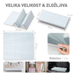 MIKMEL Nepremočljiva otroška igralna podloga iz XPE pene 197x177x1 cm, dvosmerni vzorci Oblaki/Geometrija