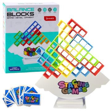 slomart LEAN TOYS Balansna igra stolp Tetris, 16 blokov, 22 kart