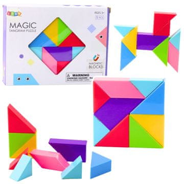 slomart Magnetne kocke Lean Toys Tangram, pisane nalepke (9 el.)