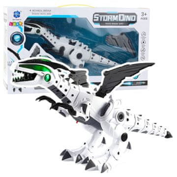 Robot Robot Dinozaver Lean Toys na baterije, premikajoča krila, luči, zvok, bel