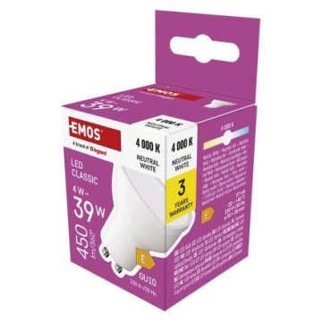 Emos LED žarnica ZQ8E23 LED bulb Classic MR16 / GU10 / 4 W (39 W) / 450 lm / neutral white