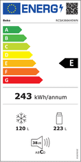 Beko RCSA366K40WN kombinirani hladilnik