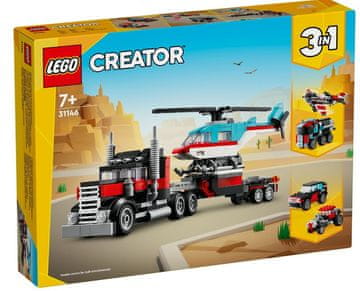 slomart LEGO Creator 3v1: Tovornjak s platformo in helikopterjem (31146)