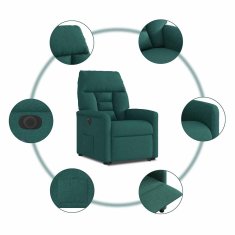 Vidaxl Električni naslanjač s funkcijo vstajanja temno zeleno blago