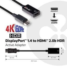Club 3D CLUB3D DisplayPort 1.4 na HDMI 2.0b HDR aktivni adapter, črn