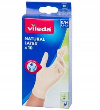 Vileda Rokavice za enkratno uporabo iz lateksa, bele, velikost S/M, 10 kosov