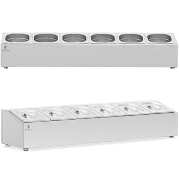 Royal Catering Stojalo za gostinske posode 6 x GN 1/6 11,4 l + posode s pokrovi