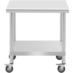 Royal Catering Delovna miza na kolesih z 2 ravnmi, 60 x 80 cm, JEKLO, nosilnost do 135 kg
