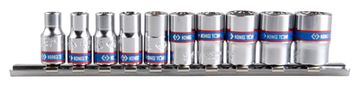 1/4" 9-delni komplet kratkih 12-koničastih nastavkov 5-13 mm na vodilu - KY2010MR