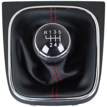 MODECAR VW Touran 09-12 ročica prestavne ročice + črna manšeta z rdečim navojem in kromiranim okvirjem 6 prestav