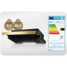 Berdsen Teleskopska kuhinjska napa za pod omaro 60 cm BE-60-LW črno-zlata