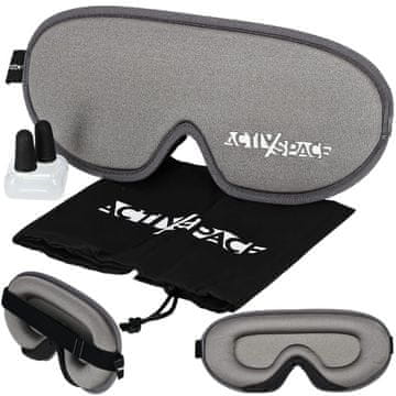 Premium 3D spalna potovalna maska za oči - siva