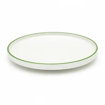 DUKA DUVE porcelanasti krožnik za zajtrk z zelenim robom, 21 cm,