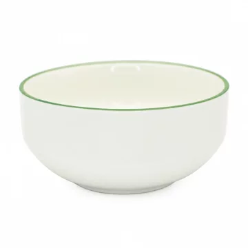 DUKA Porcelanasta skleda za večerjo DUVE z zelenim robom, 14,5 cm,