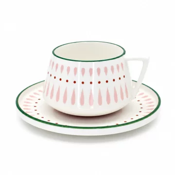 DUKA LEA skodelica s krožnikom 250 ml zelena roza