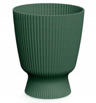 Prosperplast Okrogel plastični cvetlični lonček z utorjenim pokrovom, zelen, 22 cm, Milly